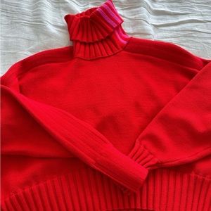Ivy Park x Adidas red cropped turtleneck sweater. Size large.